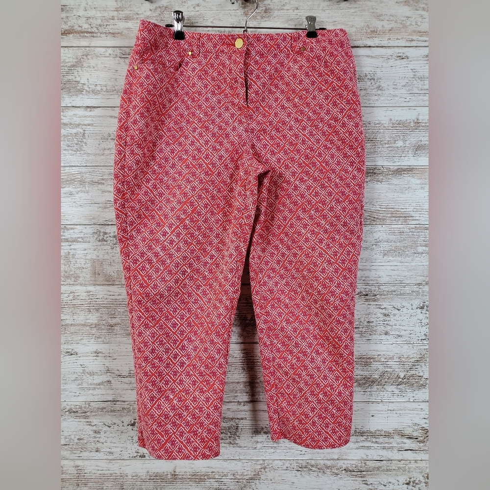 Chico's Summer 4th July Geometric Ankle Cropped Pant